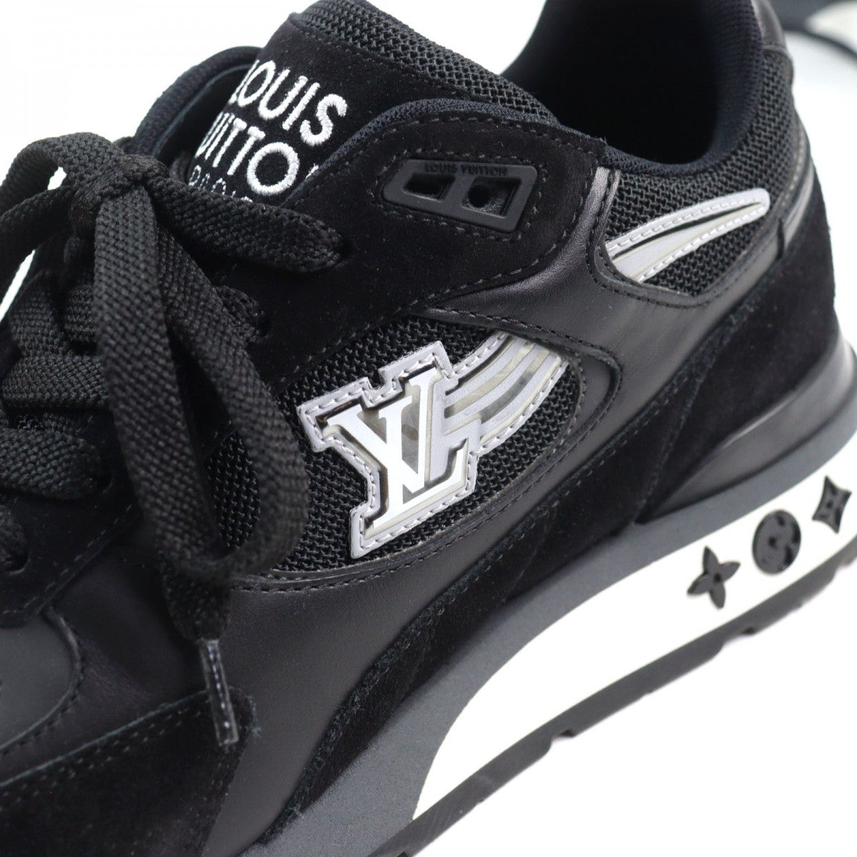 Louis Vuitton Sneakers 1A9J1D Leather Black Type Runaway Line 6.5