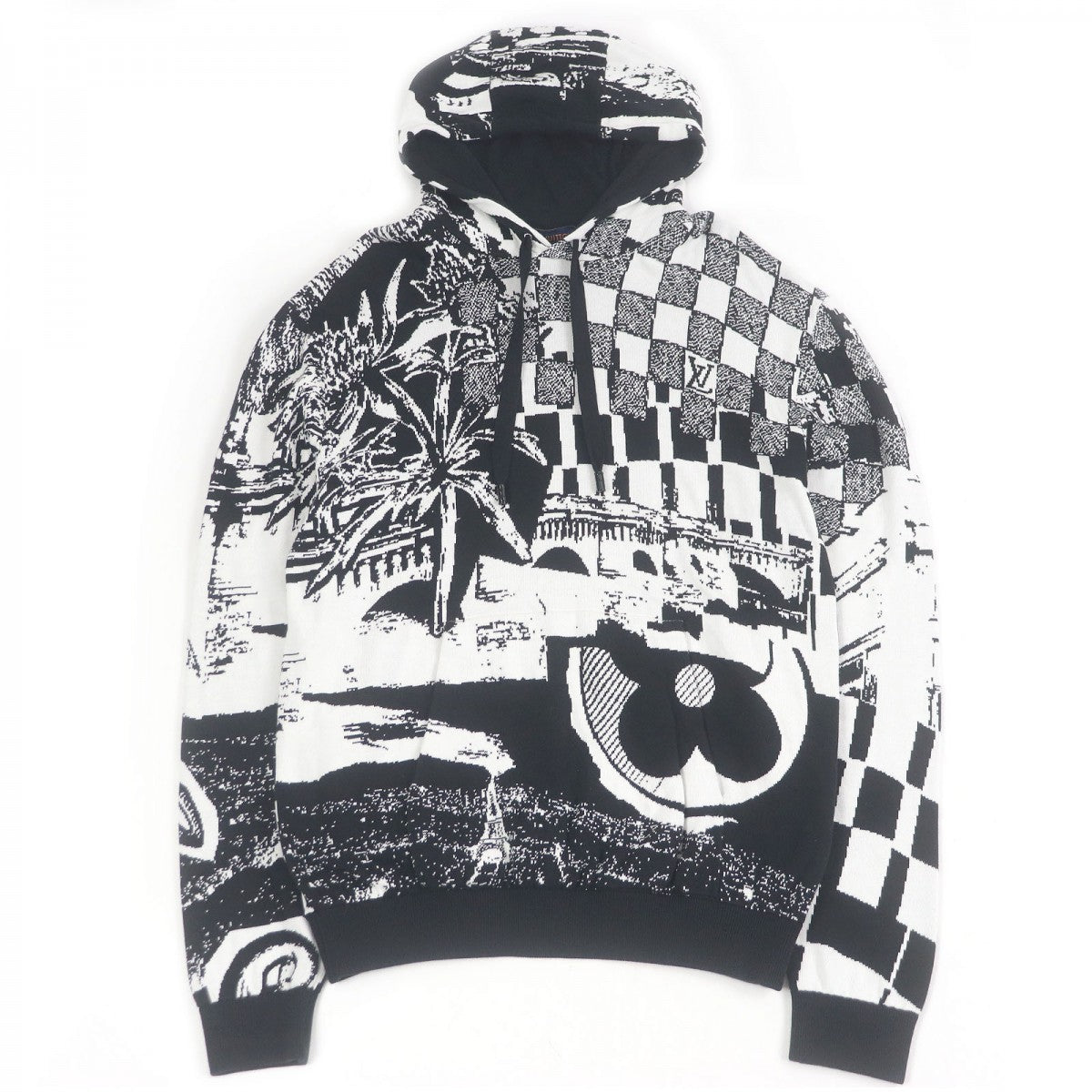 Louis Vuitton Hoodie Cotton White Black M