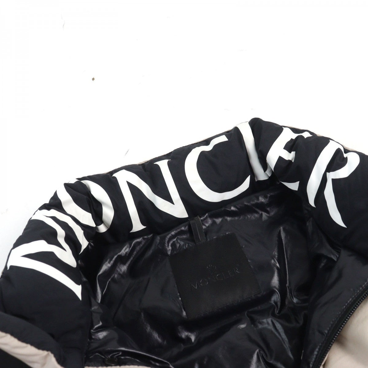 Moncler Down Jacket G20911A00033 53333 Nylon Beige Black Timsit Giubbotto 1
