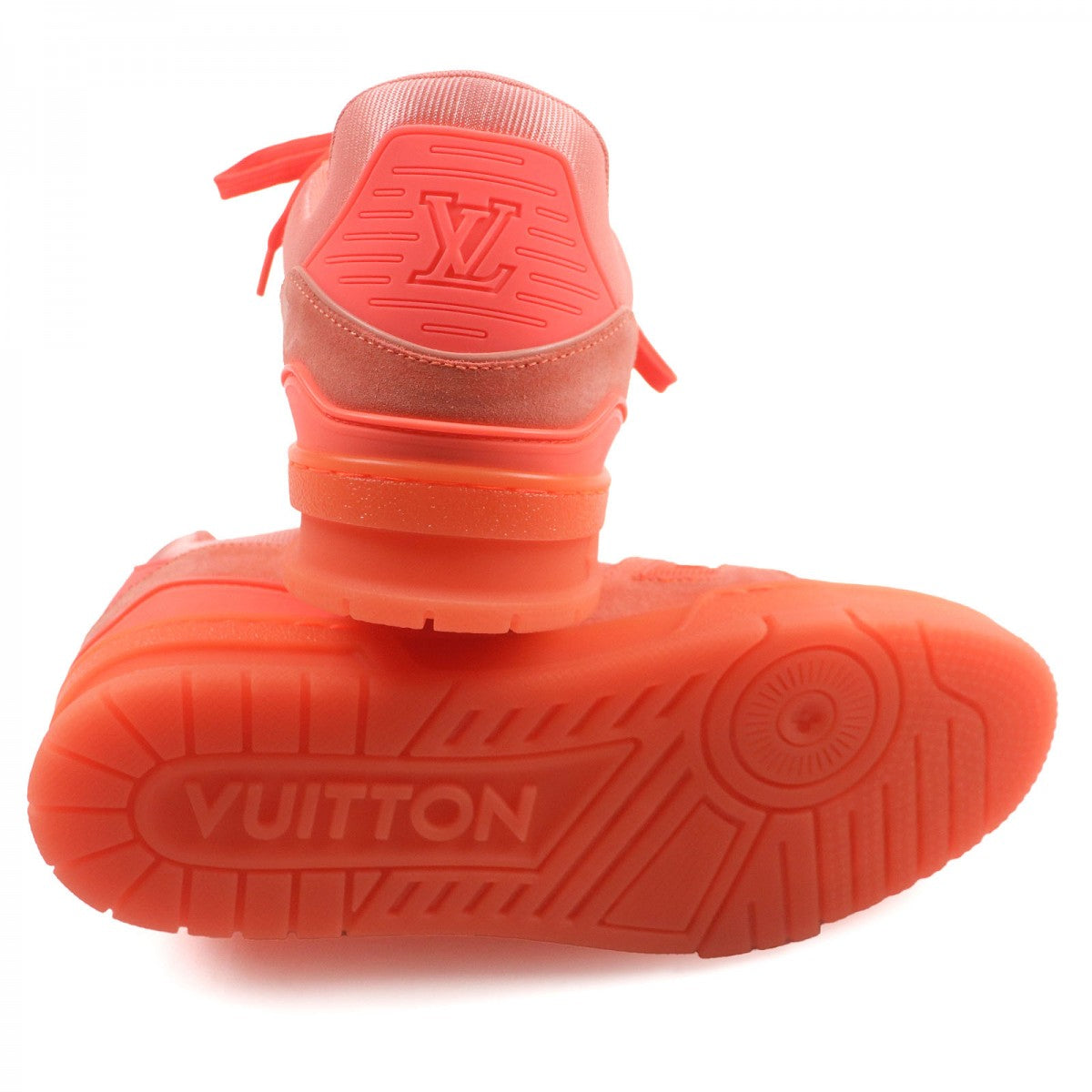 Louis Vuitton Low Cut Sneakers Suede Leather Orange Lv Trainer Line 6.5