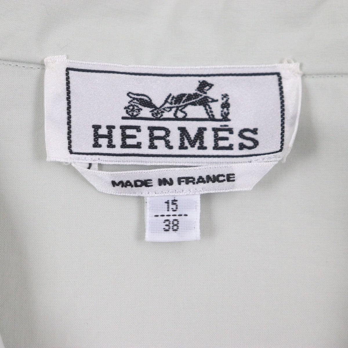 Hermes Long Sleeve Shirt Cotton Light Green 38