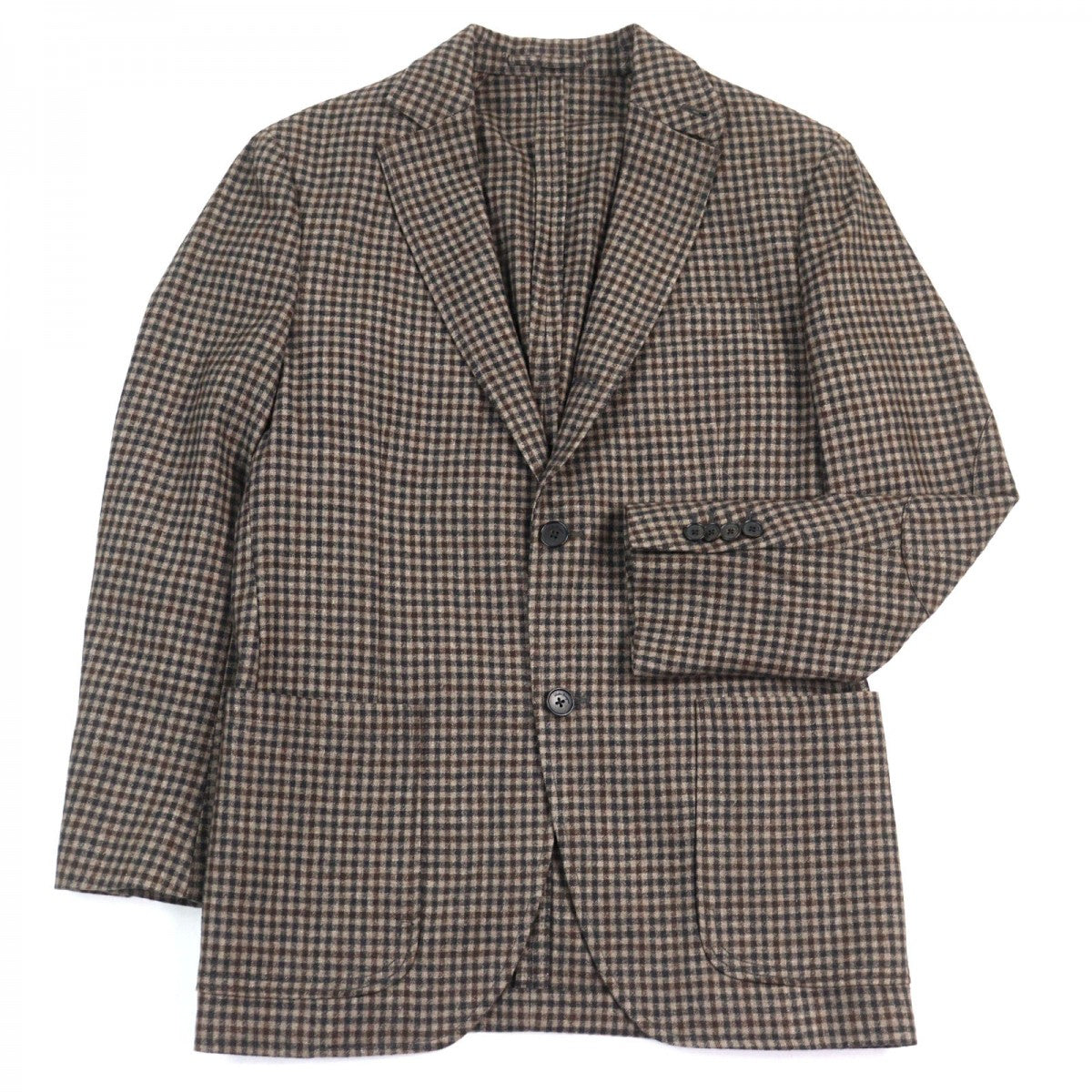 Salvatore Ferragamo Tailored Jacket Wool Brown Type Check Pattern 46-7R
