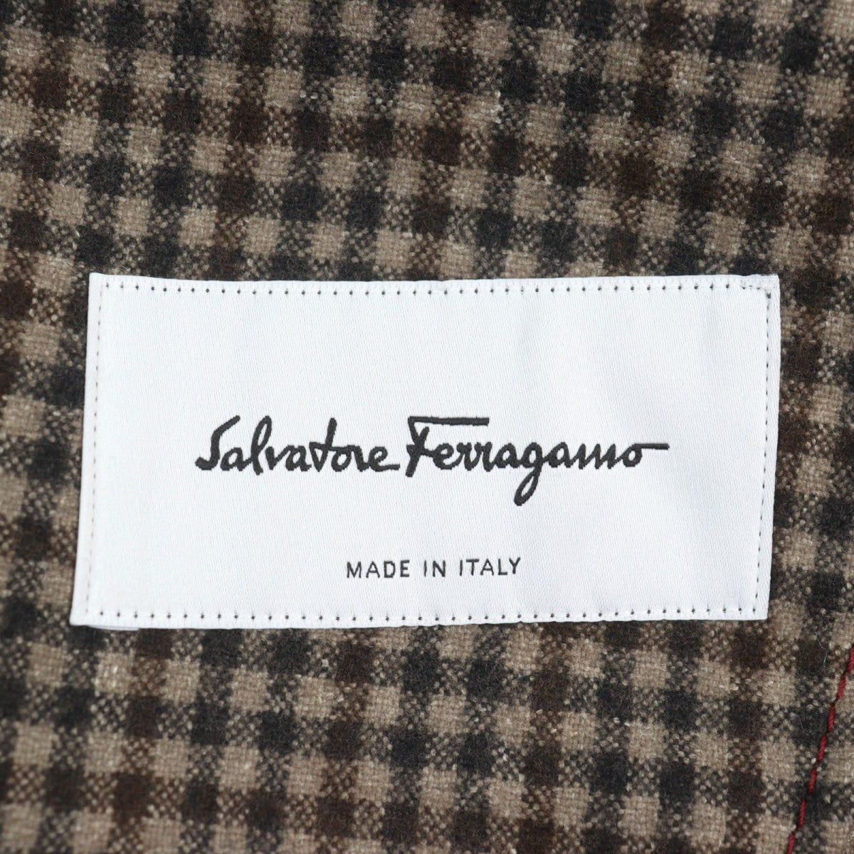 Salvatore Ferragamo Tailored Jacket Wool Brown Type Check Pattern 46-7R
