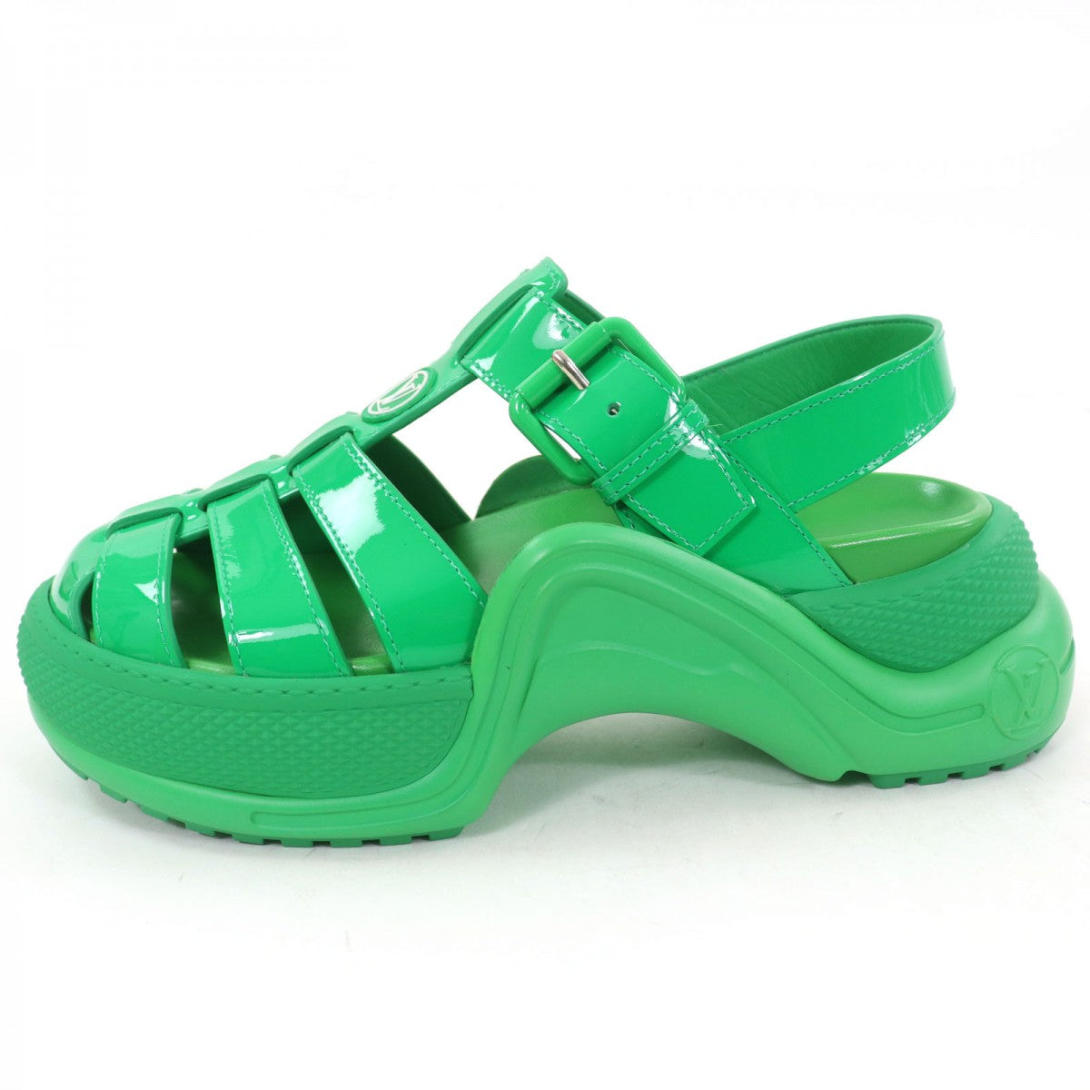 Louis Vuitton Sandals 1Ab17J Patent Leather Green Arc Light Line 36