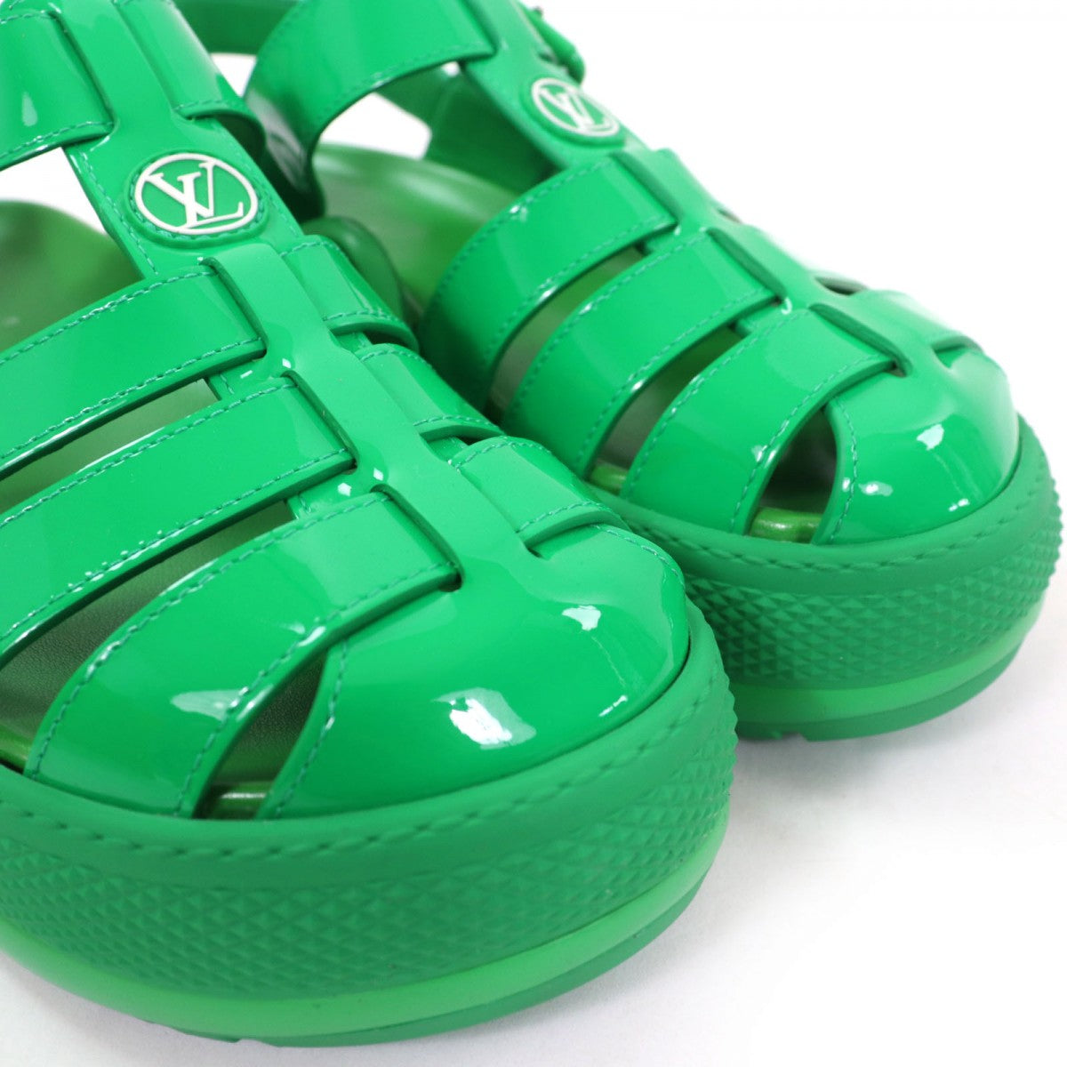 Louis Vuitton Sandals 1Ab17J Patent Leather Green Arc Light Line 36