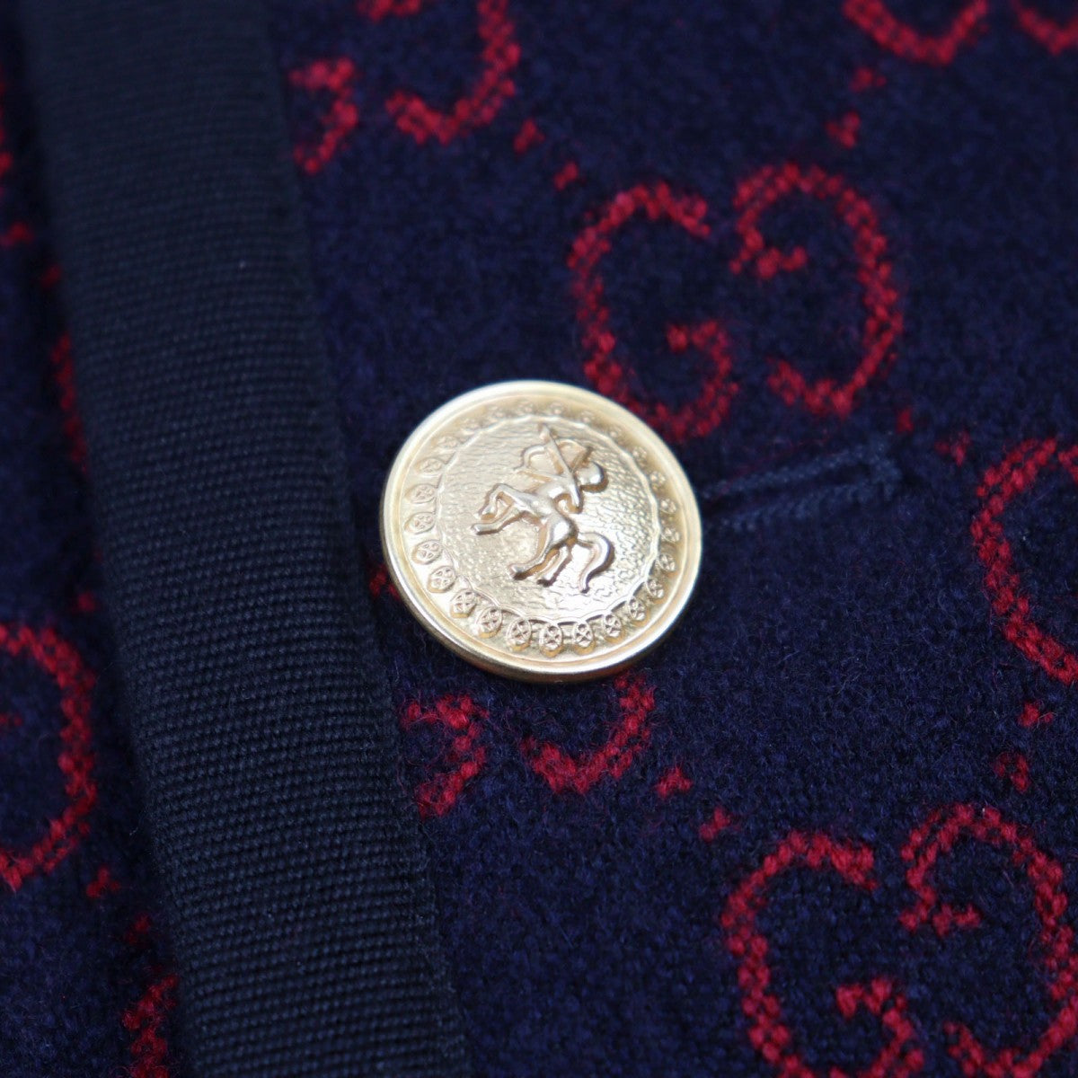 Gucci Coat 597911 Wool Navy Red 44