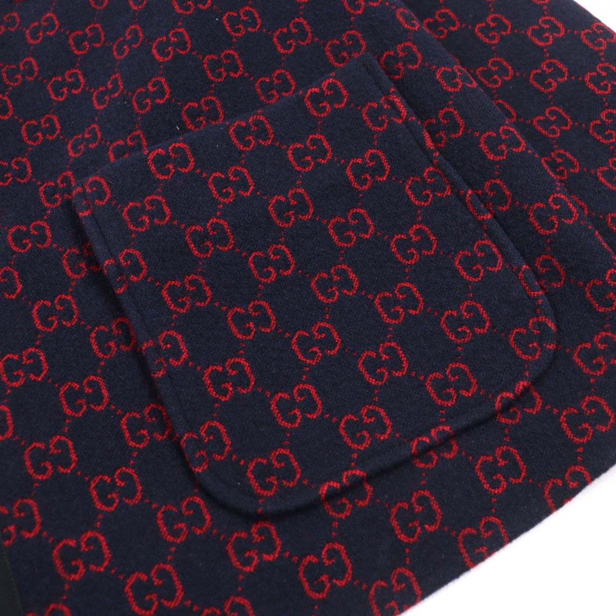 Gucci Coat 597911 Wool Navy Red 44