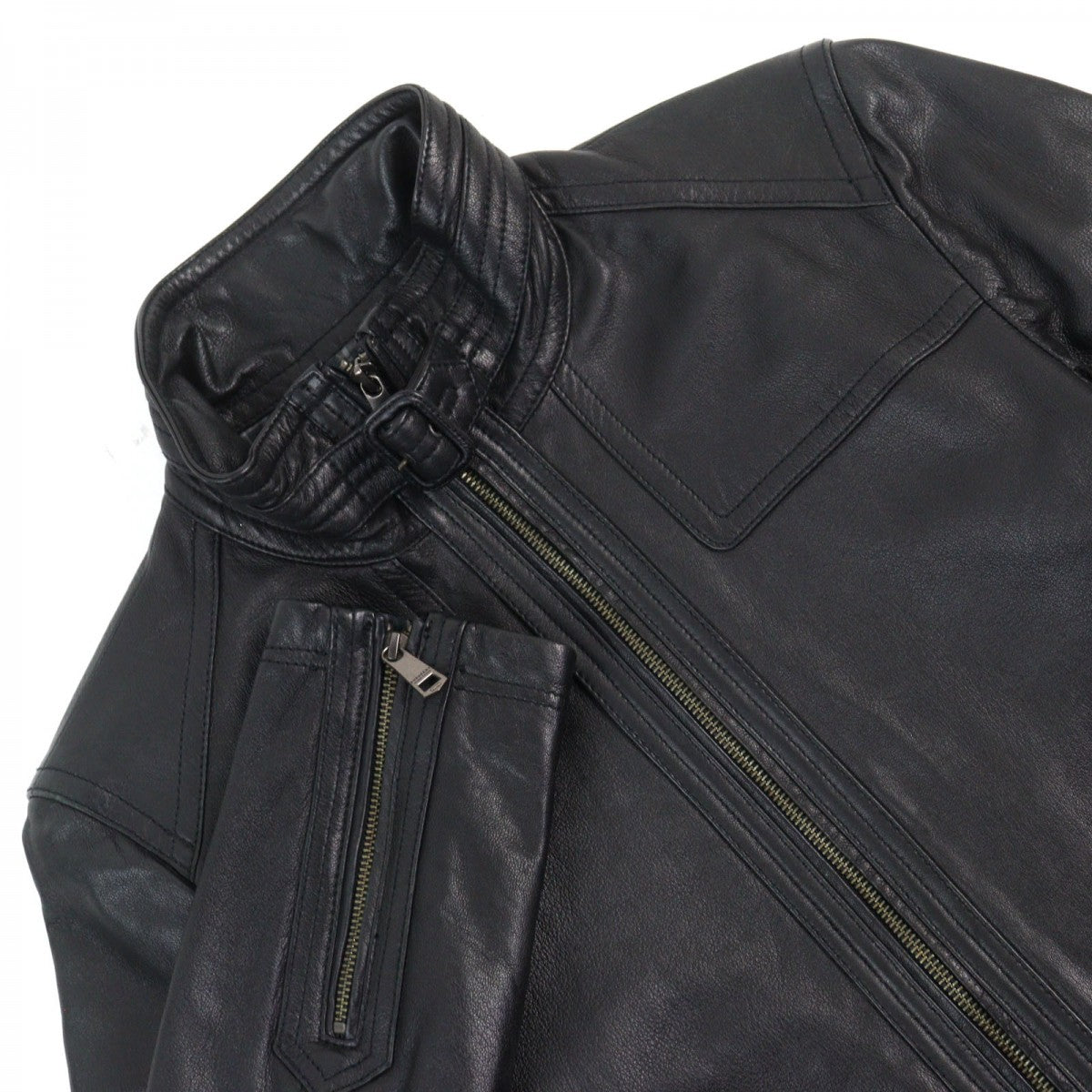 Burberry Black Label Riders Jacket D1F06-605-09 Sheep Leather Black M