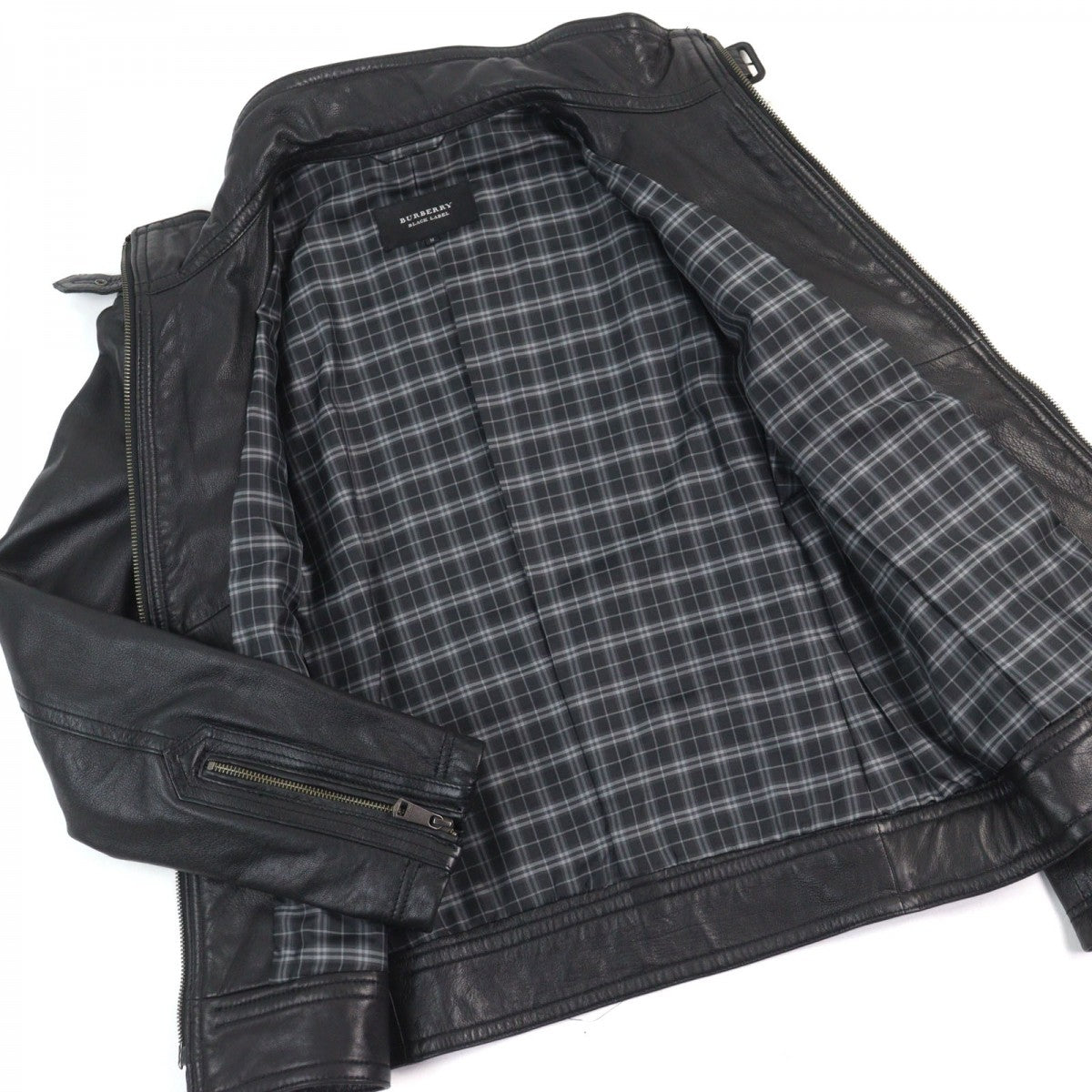 Burberry Black Label Riders Jacket D1F06-605-09 Sheep Leather Black M