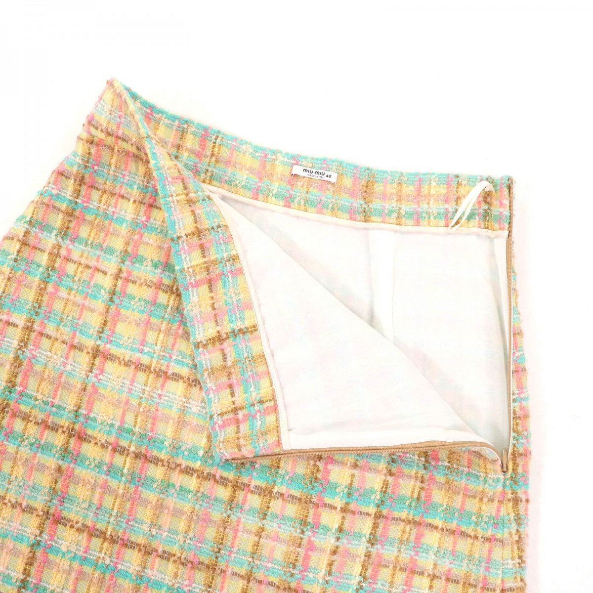 Miu Miu Tweed Skirt Mg926 Wool Multi 40