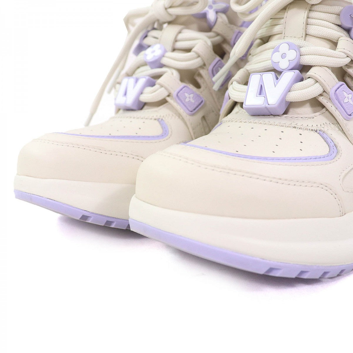 Louis Vuitton Sneakers Calf Leather Ivory Light Purple Arclight Line 37