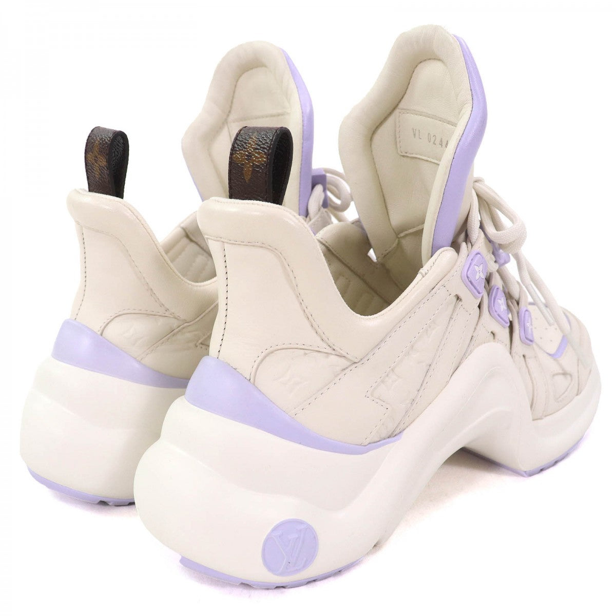 Louis Vuitton Sneakers Calf Leather Ivory Light Purple Arclight Line 37