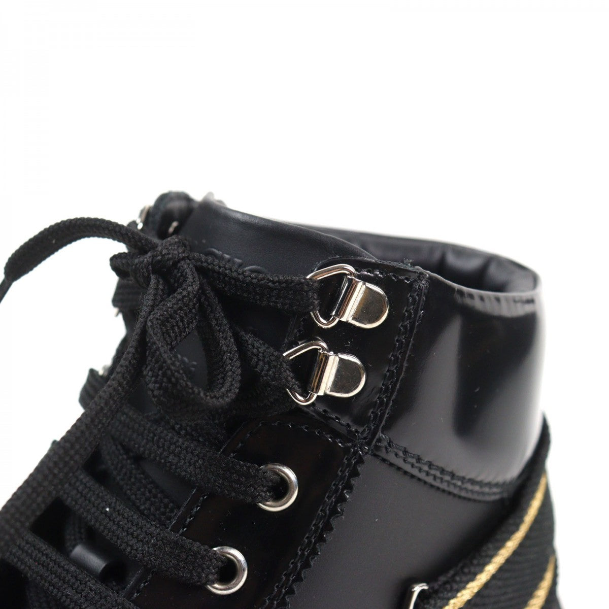 Jimmy Choo High Cut Sneakers Leather Black Type Argyle Strap Trainer 41