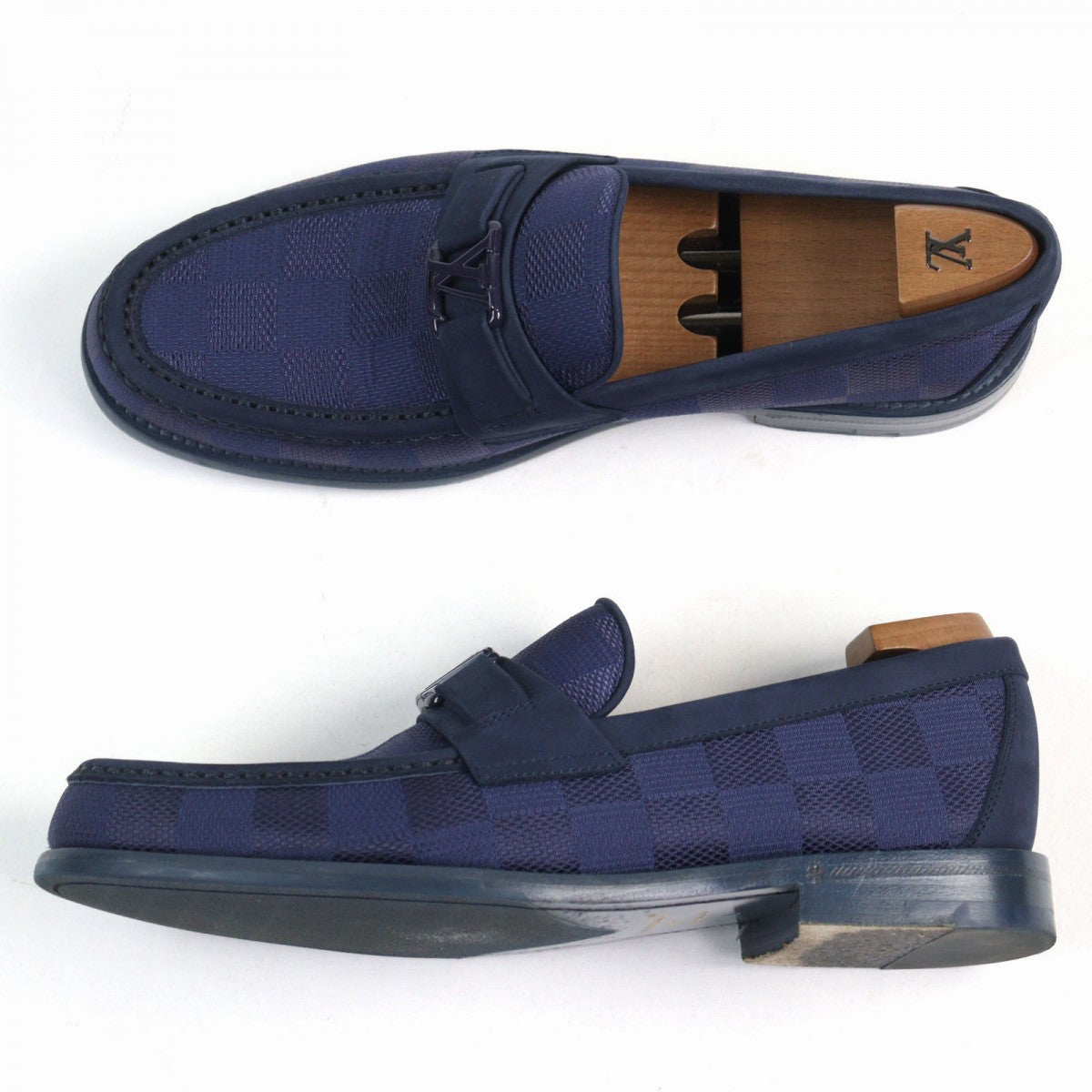 Louis Vuitton Loafers Leather Navy Type Major Line 6