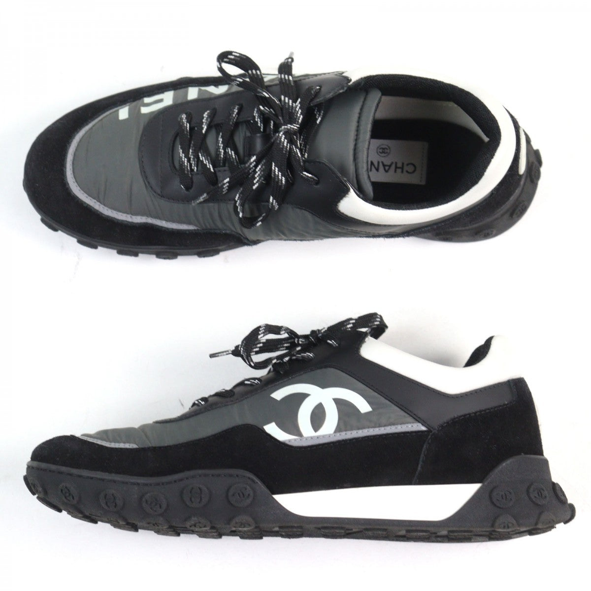 Chanel Sneakers G34087 Leather Black White 41