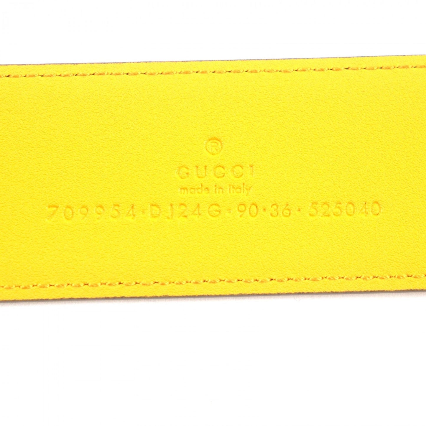 Gucci Belt 709954 Leather Yellow Blue 9036