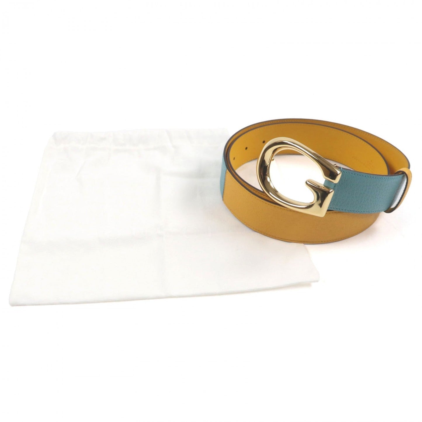 Gucci Belt 709954 Leather Yellow Blue 9036