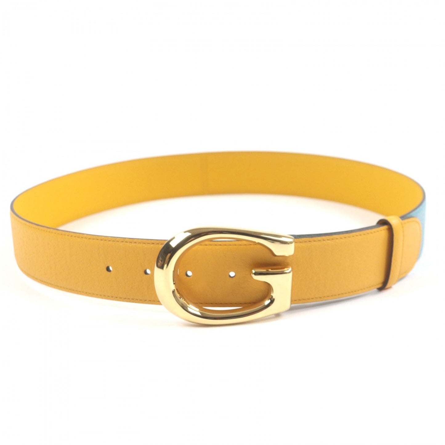 Gucci Belt 709954 Leather Yellow Blue 9036
