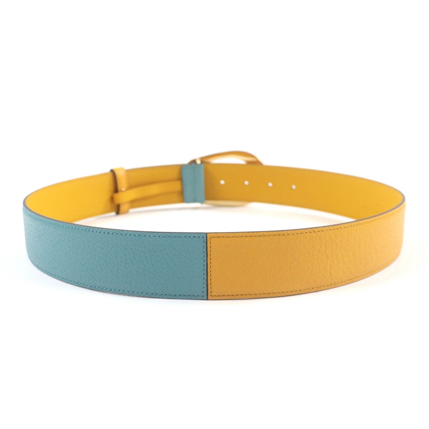 Gucci Belt 709954 Leather Yellow Blue 9036