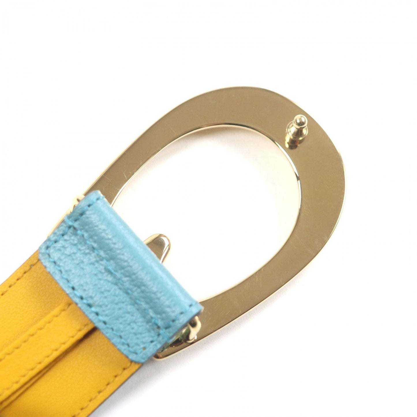 Gucci Belt 709954 Leather Yellow Blue 9036