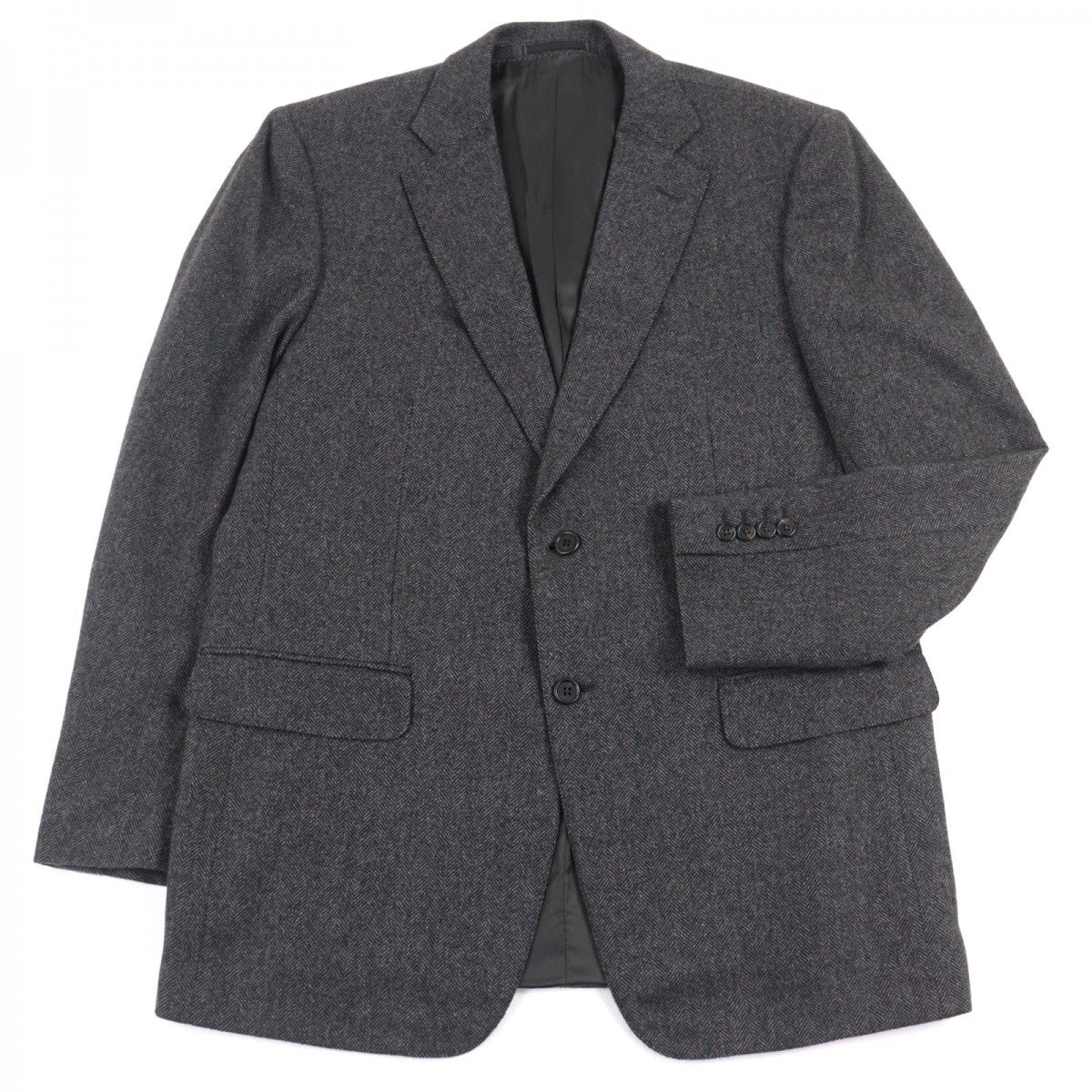 Dunhill Tailored Jacket Cashmere Grey Herringbone Pattern 54