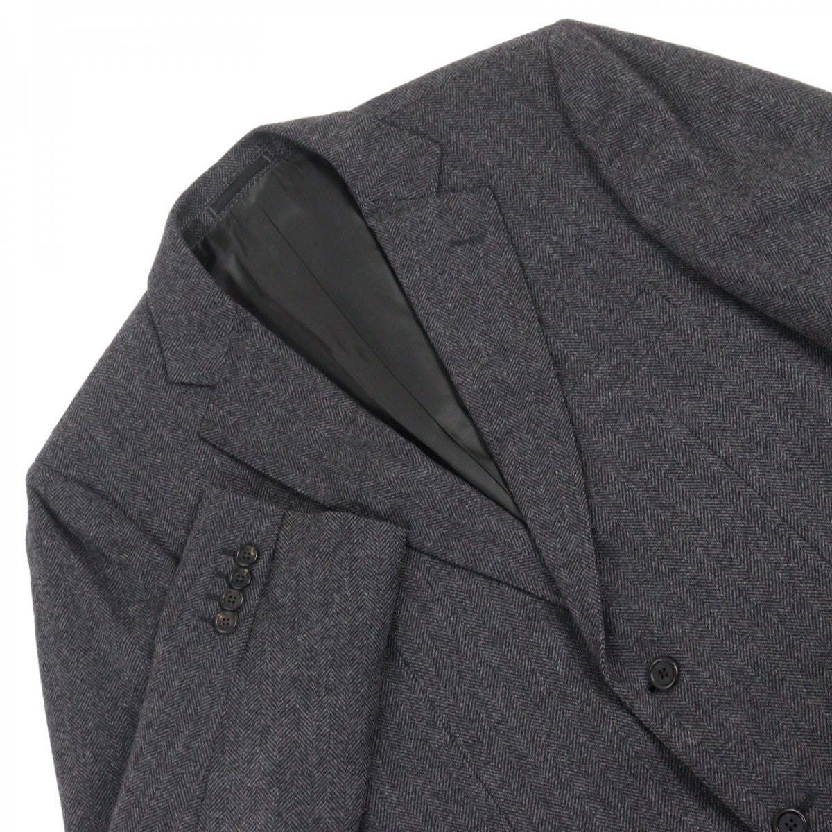 Dunhill Tailored Jacket Cashmere Grey Herringbone Pattern 54