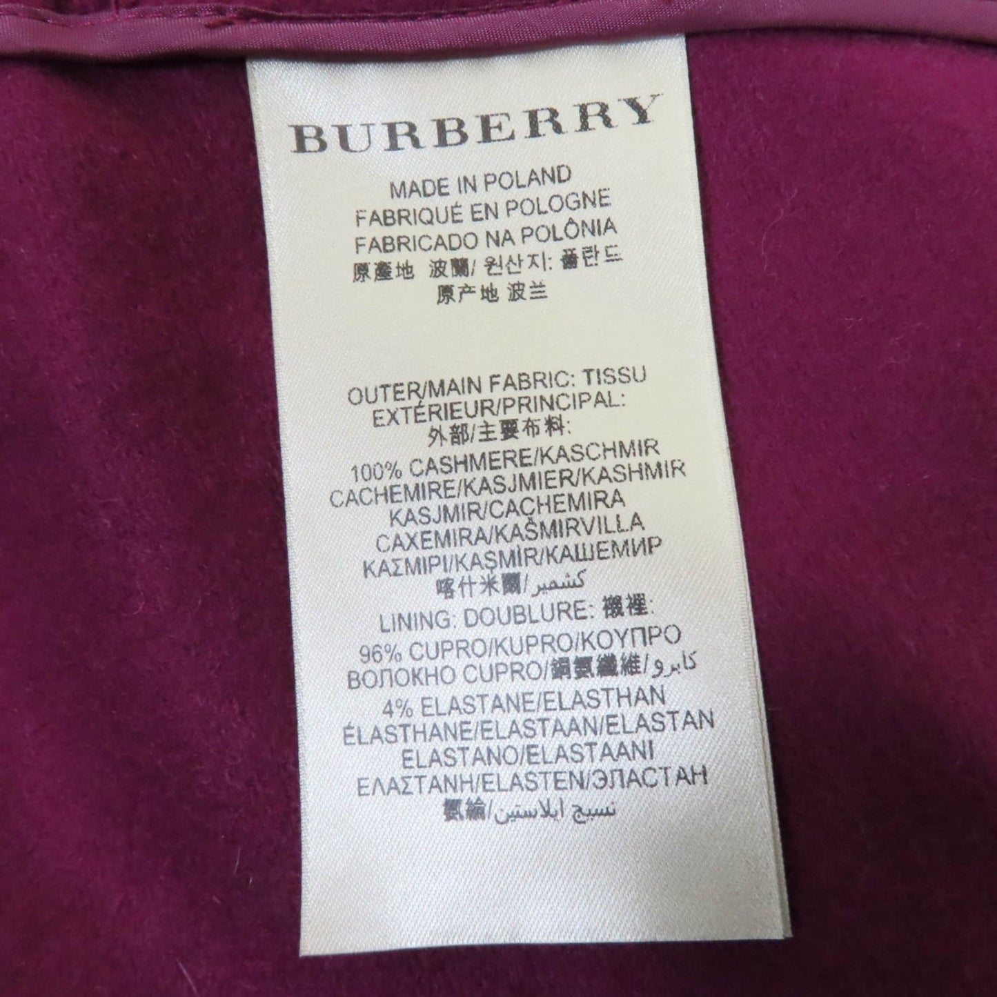 Burberry London Trench Coat Cashmere Bordeauxtype 38
