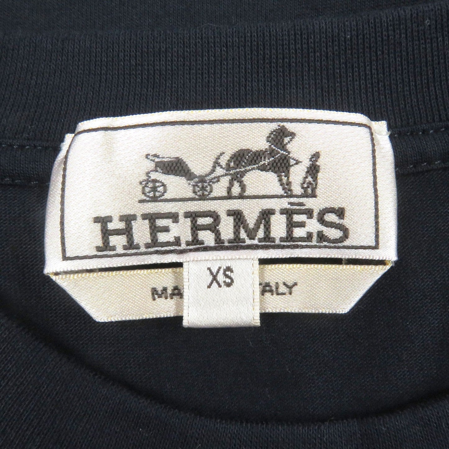 Hermes Short Sleeve T-Shirt Cotton Navy Poulp Watch Xs