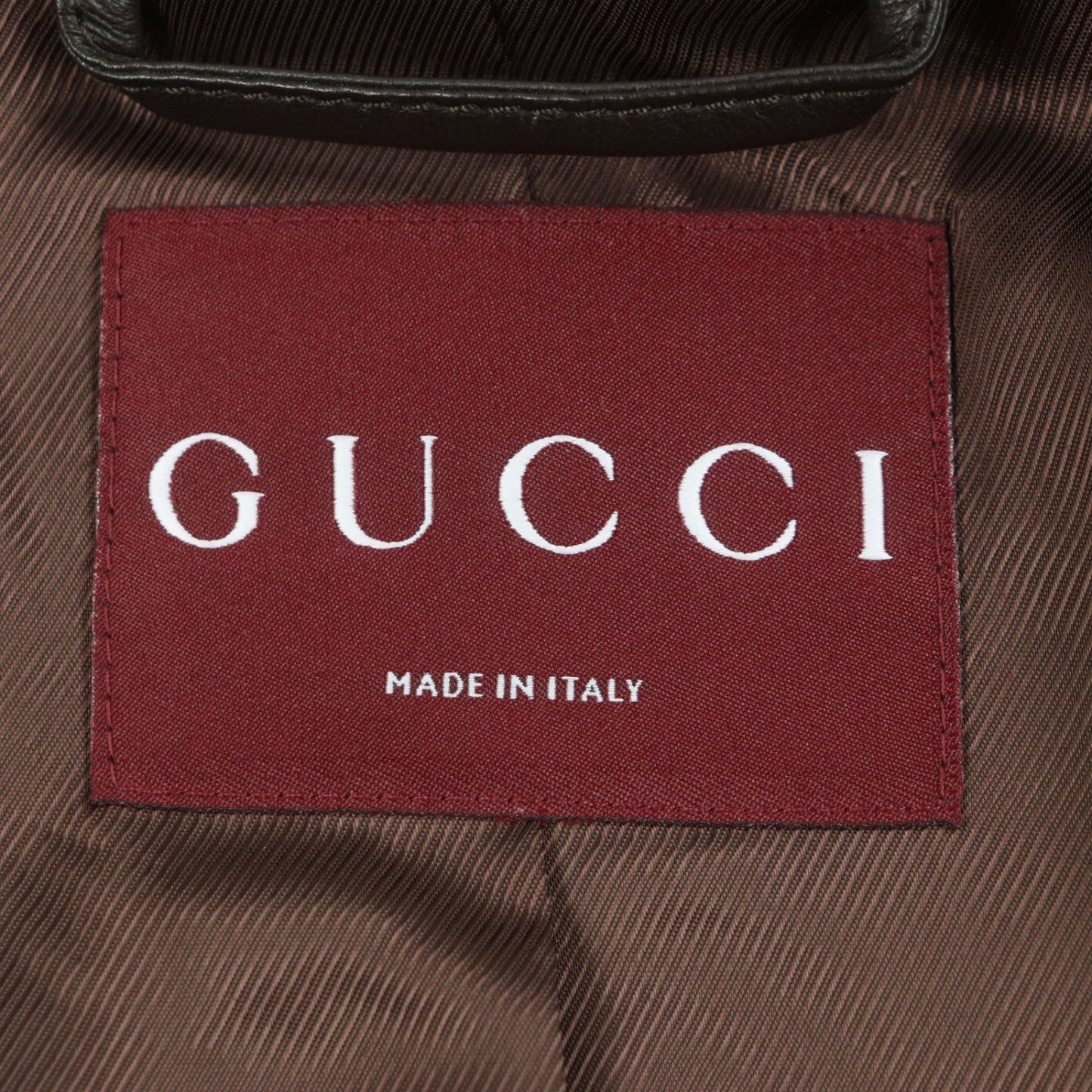 Gucci Blouson 793726 Sheep Leather Dark Brown Shelly Line Web Line Embroidery 46
