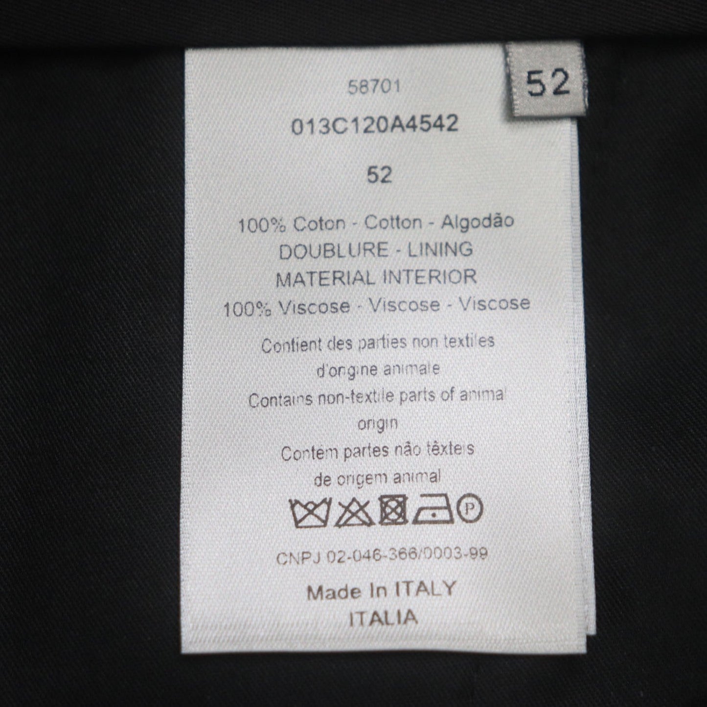 Dior Homme Pants 013C120A4542 Cotton Black 52