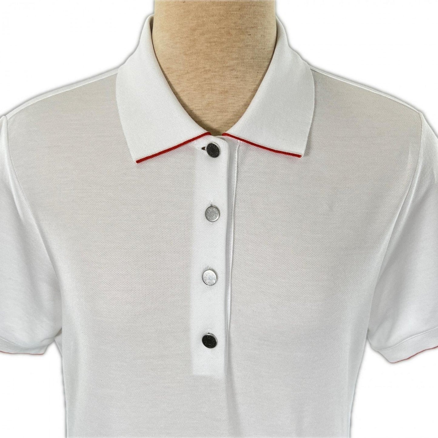 Hermes Short Sleeve Polo Shirt Cotton White L