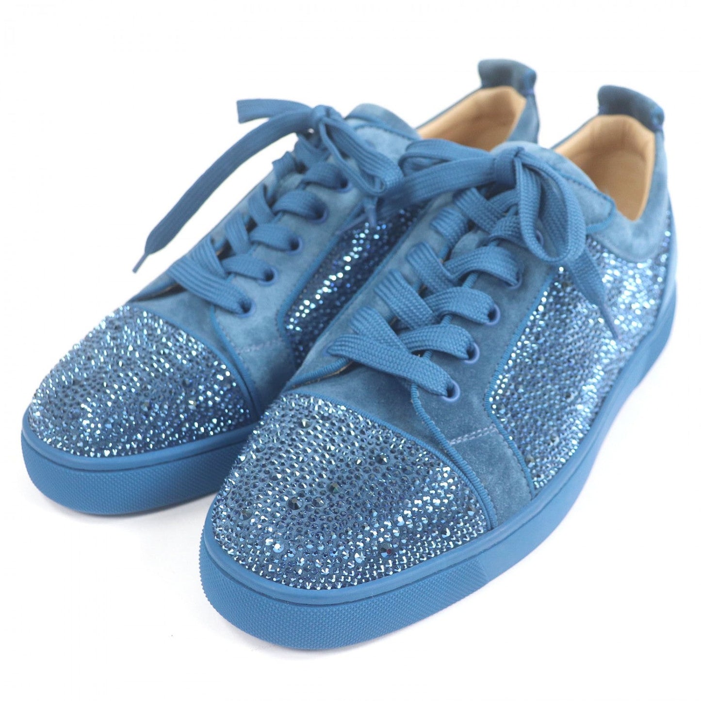 Christian Louboutin Low Cut Sneakers Suede Leather Blue Lewis Junior 42.5