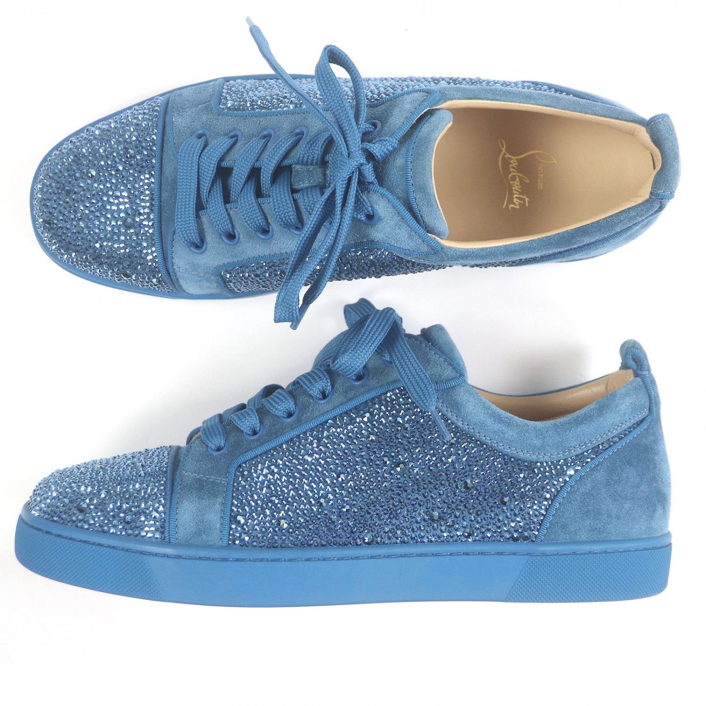 Christian Louboutin Low Cut Sneakers Suede Leather Blue Lewis Junior 42.5