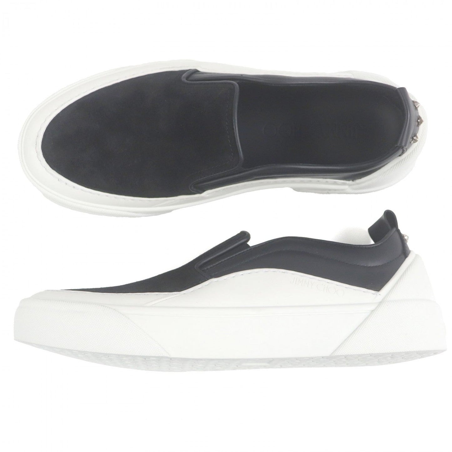 Jimmy Choo Low Cut Sneakers Suede Leather Black Choo V.B.C Slip On 39