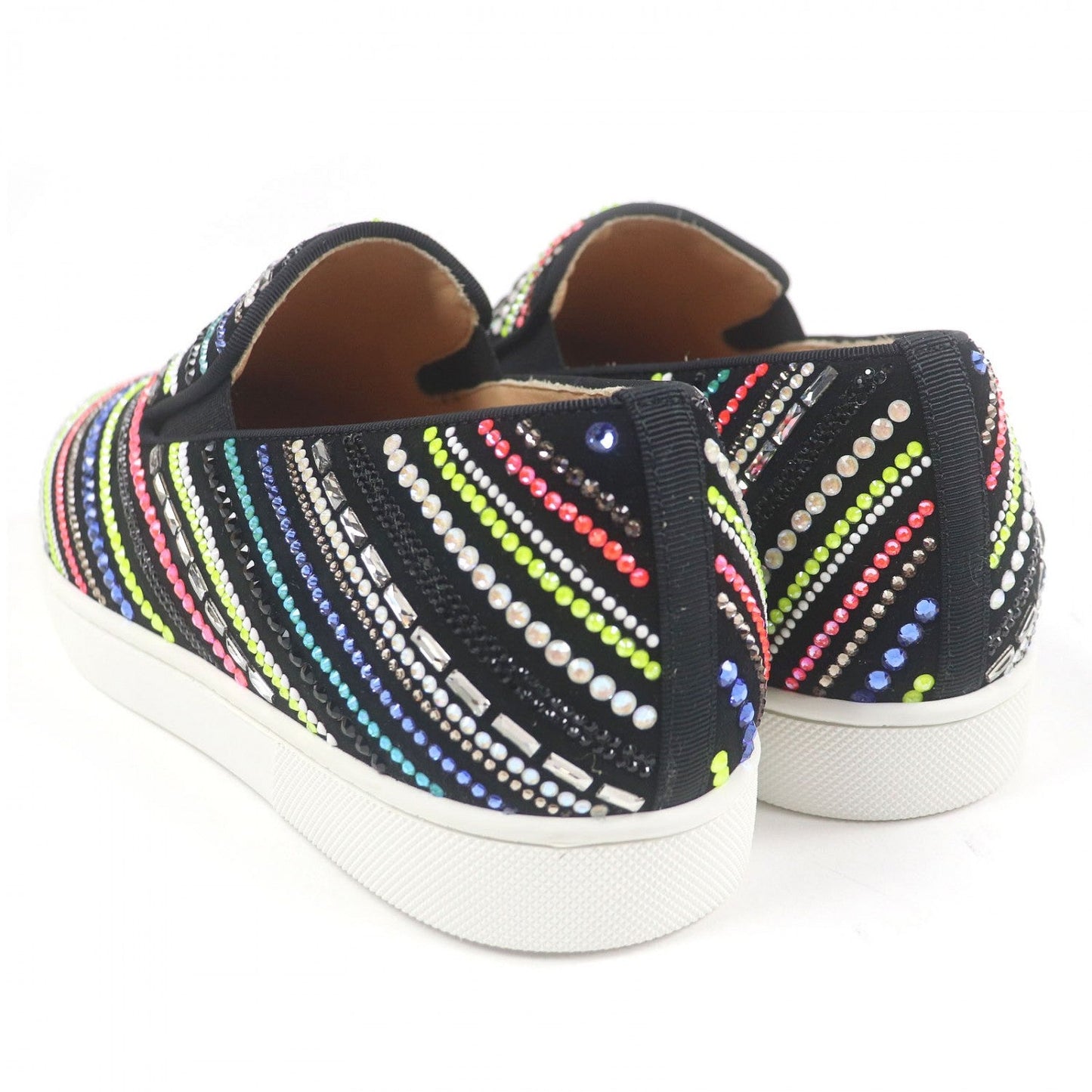 Christian Louboutin Slip-On Suede Leather Black Boat Rays Flat Suede 40
