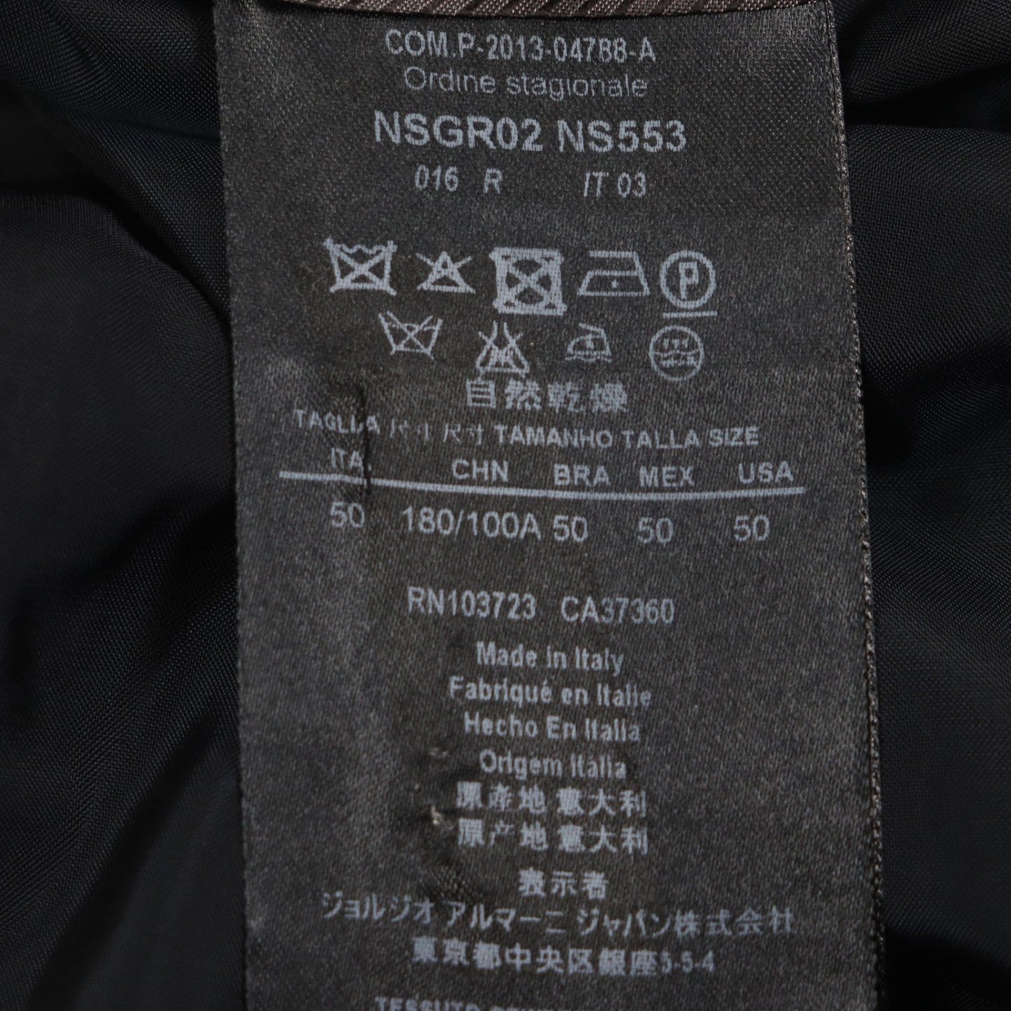 Giorgio Armani Tailored Jacket Silk Gray Taylor 50