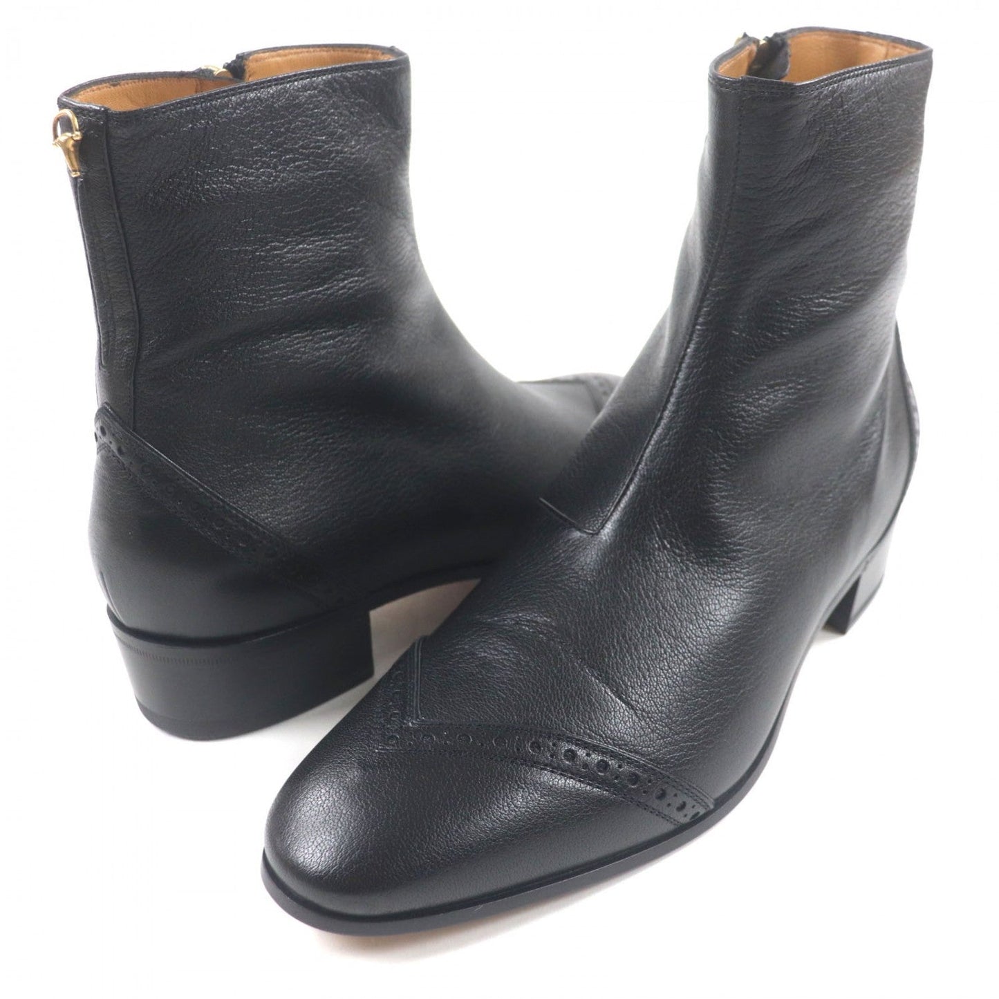 Gucci Short Boots 750322 Leather Black 8