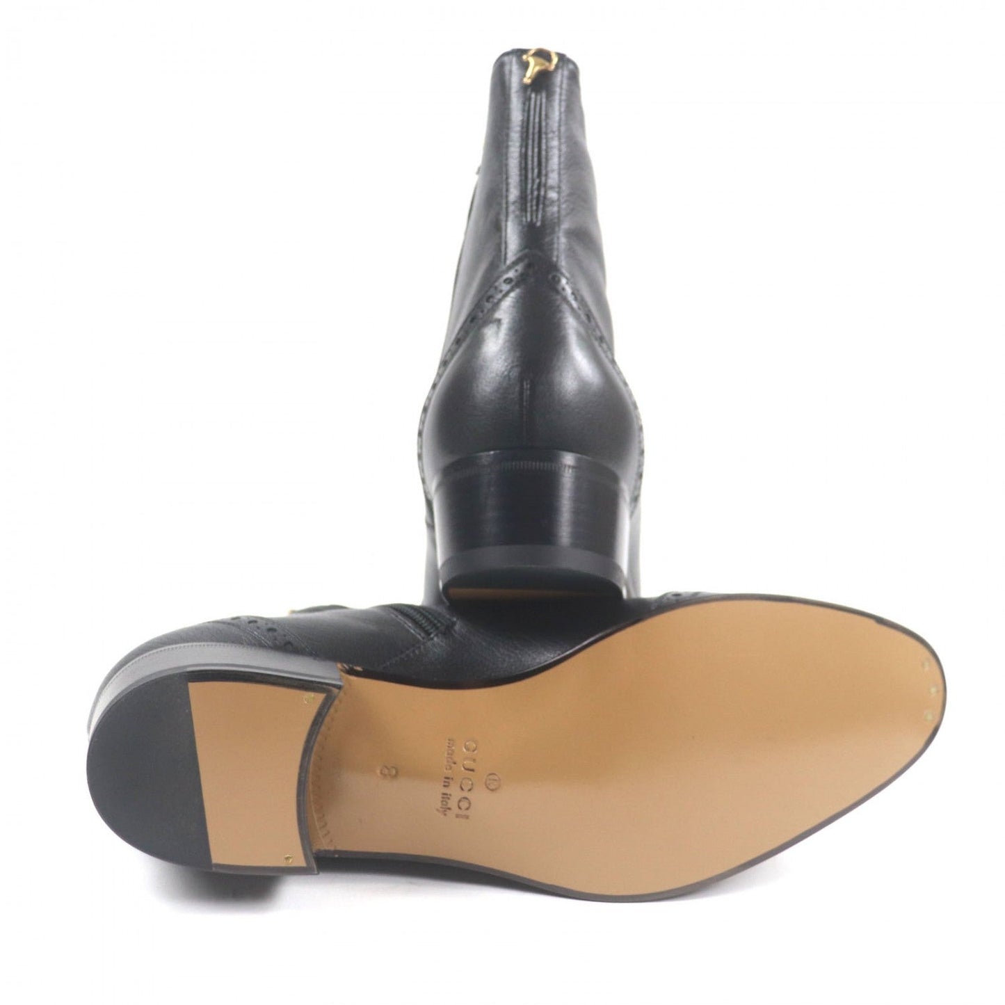 Gucci Short Boots 750322 Leather Black 8