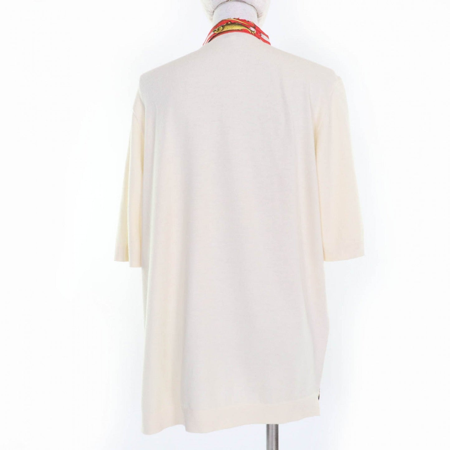 Hermes Short Sleeve Polo Shirt Silk Ivory Red Type Astrology M