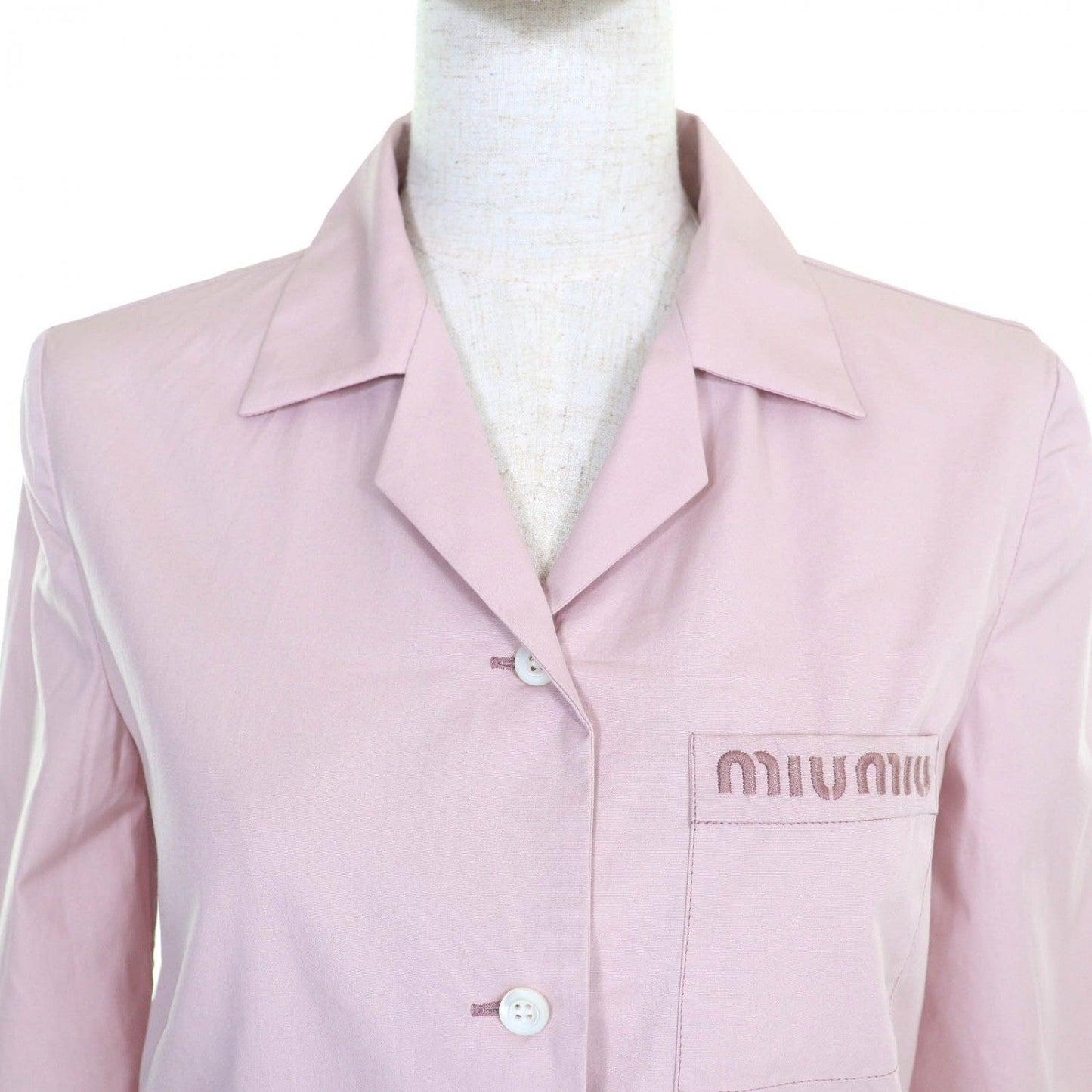 Miumiu Long Sleeve Shirt Mk1888 Cotton Pink Poplin 36