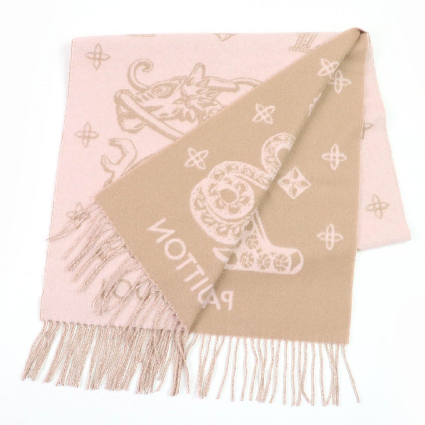 Louis Vuitton Scarf M79543 Cashmere Pink Echarpe Reykjavik Precious Dragon
