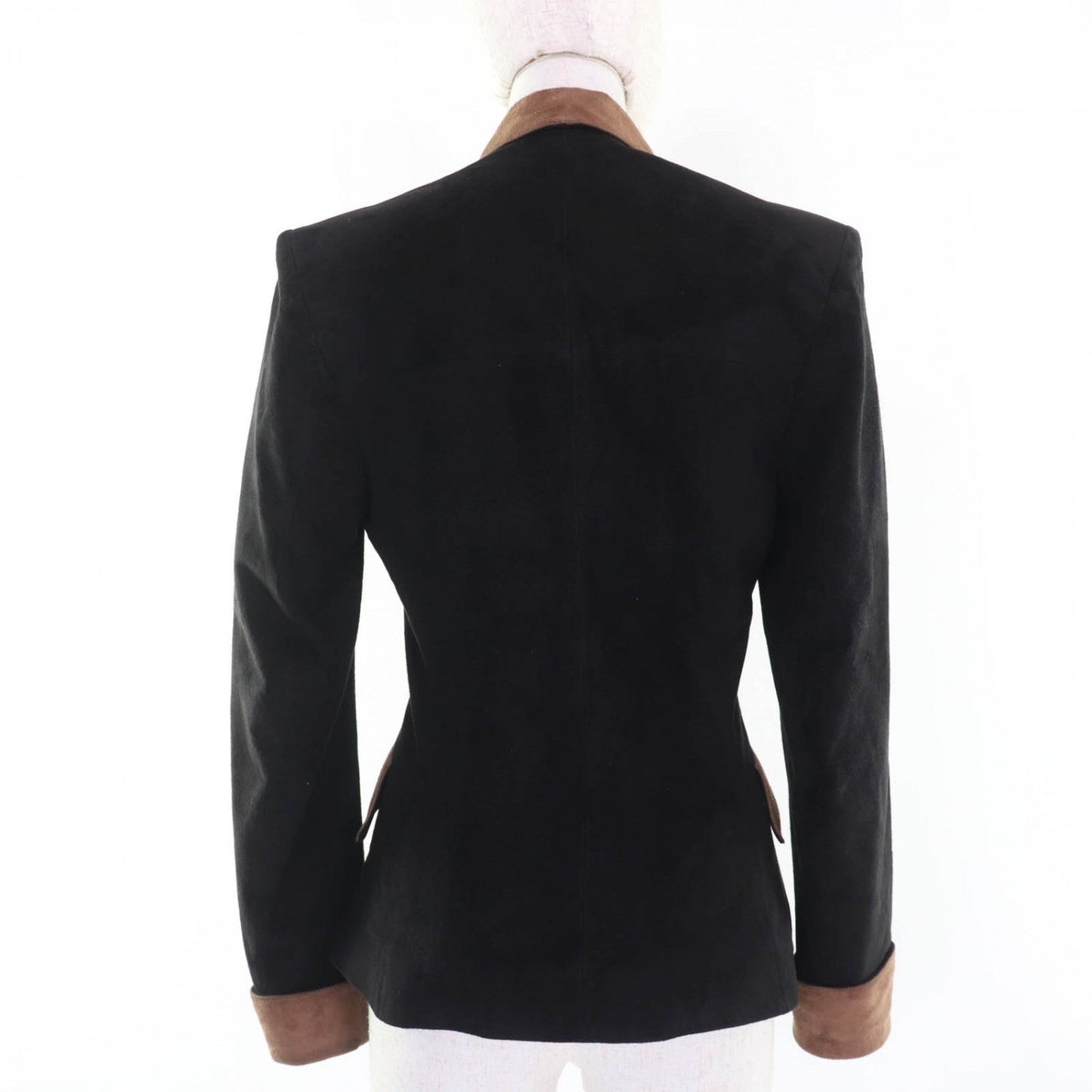 Hermes Tailored Jacket Suede Leather Black Brown 36