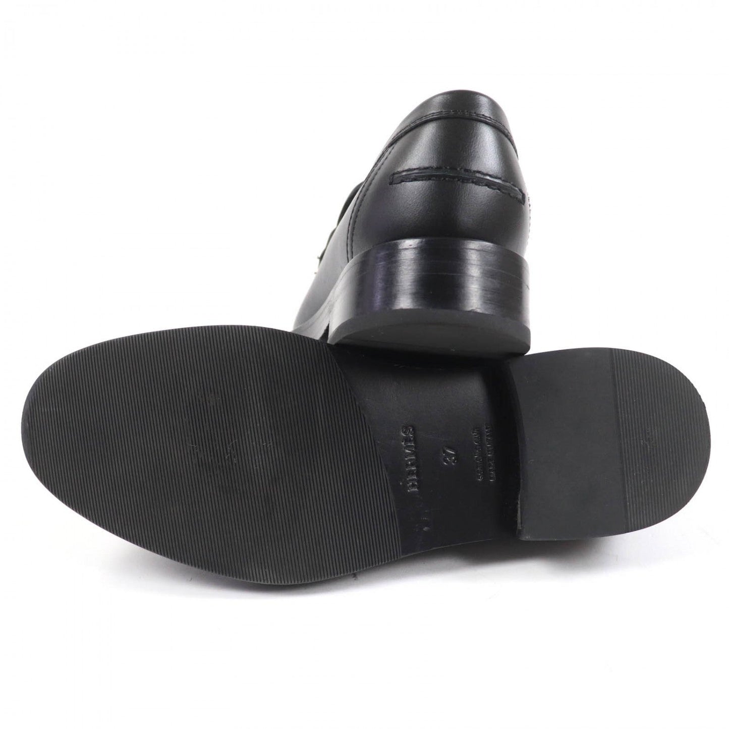 Hermes Loafers 232075Z Leather Black Moccasins Hot 37