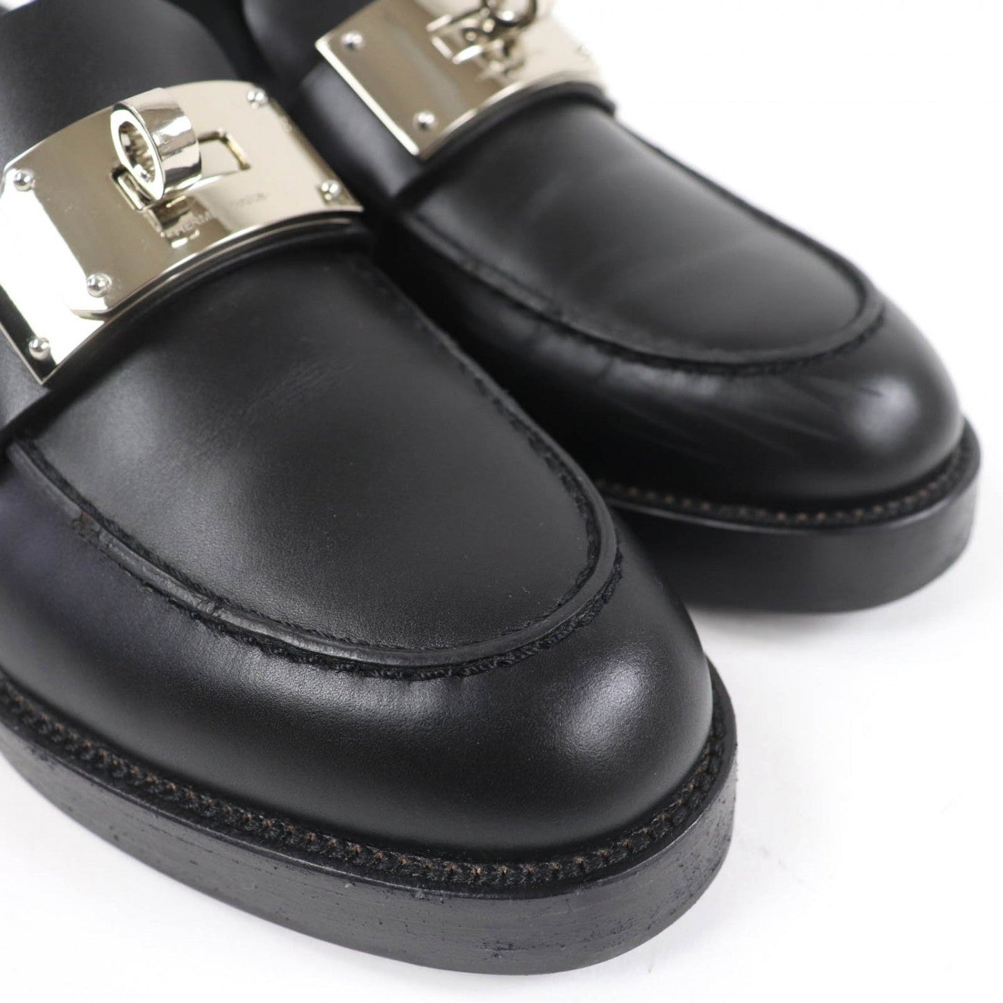 Hermes Loafers 232075Z Leather Black Moccasins Hot 37