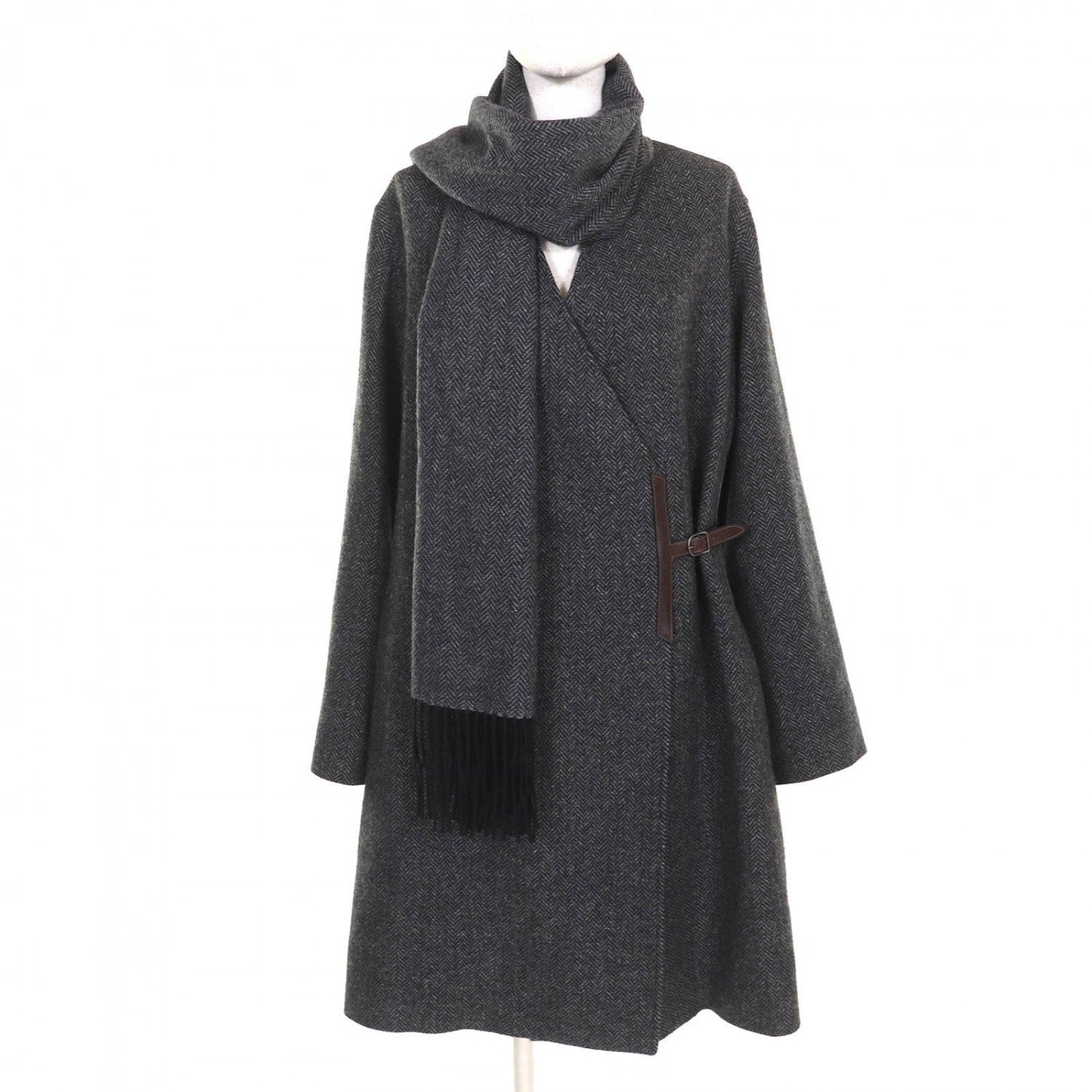 Hermes Coat Cashmere Charcoal Gray 40