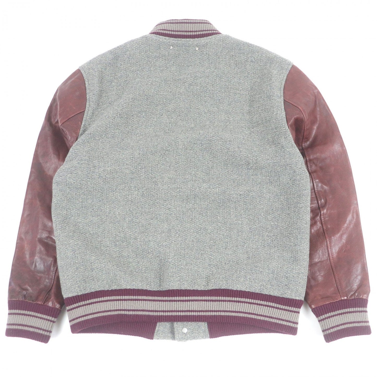Golden Goose Bomber Jacket Gmp00834 Virgin Wool Melange Gray Wine Red 48