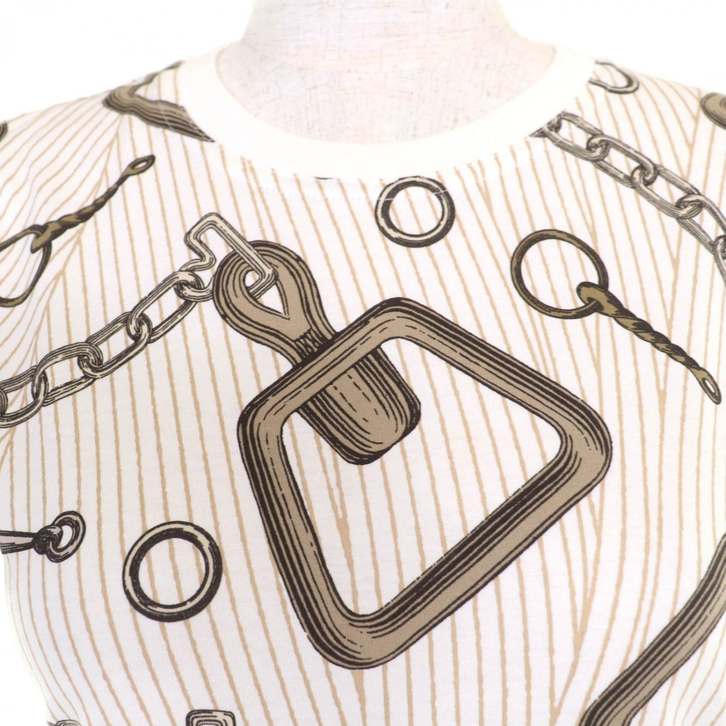 Hermes Short Sleeve T-Shirt 4H4648Dh Cotton Brown Type Kaleidoscope Effect 34