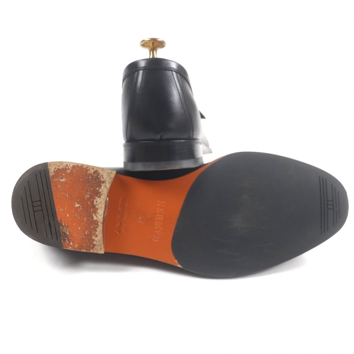 Hermes Loafers 171435Z Leather Black Monterey 42