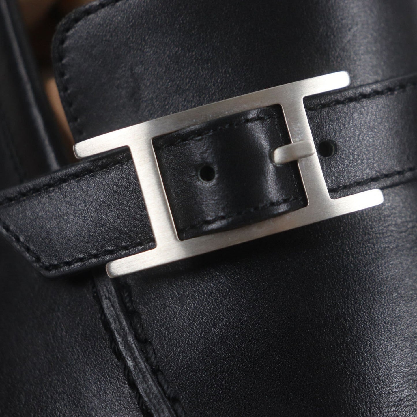 Hermes Loafers 171435Z Leather Black Monterey 42