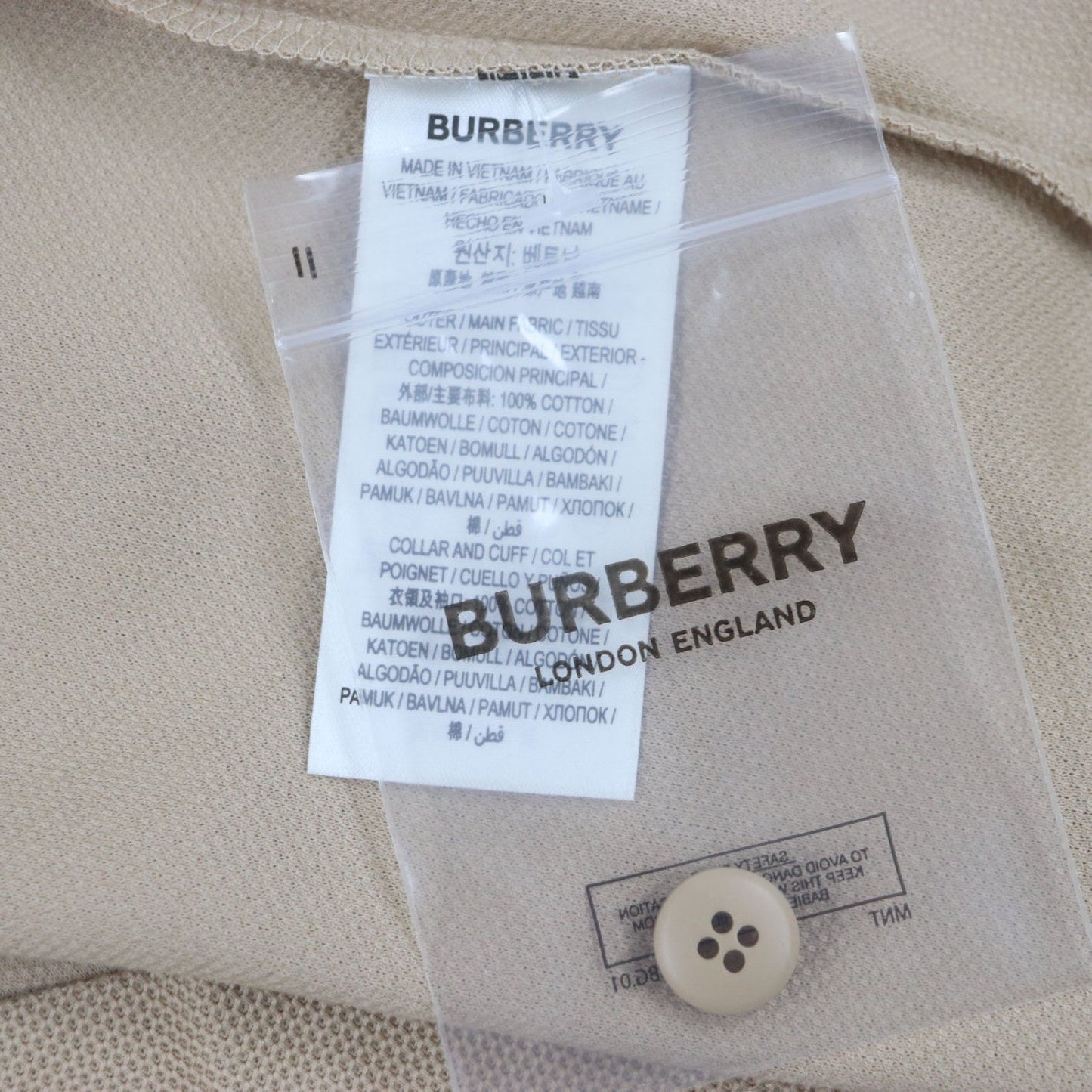 Burberry Short Sleeve Polo Shirt 8057088 Cotton Beige S
